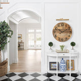 24 Inch Silent Large Wall Clock Battery Operated for Farmhouse Kitchen,Non-Ticking Retro Wall Clock with Big Numbers