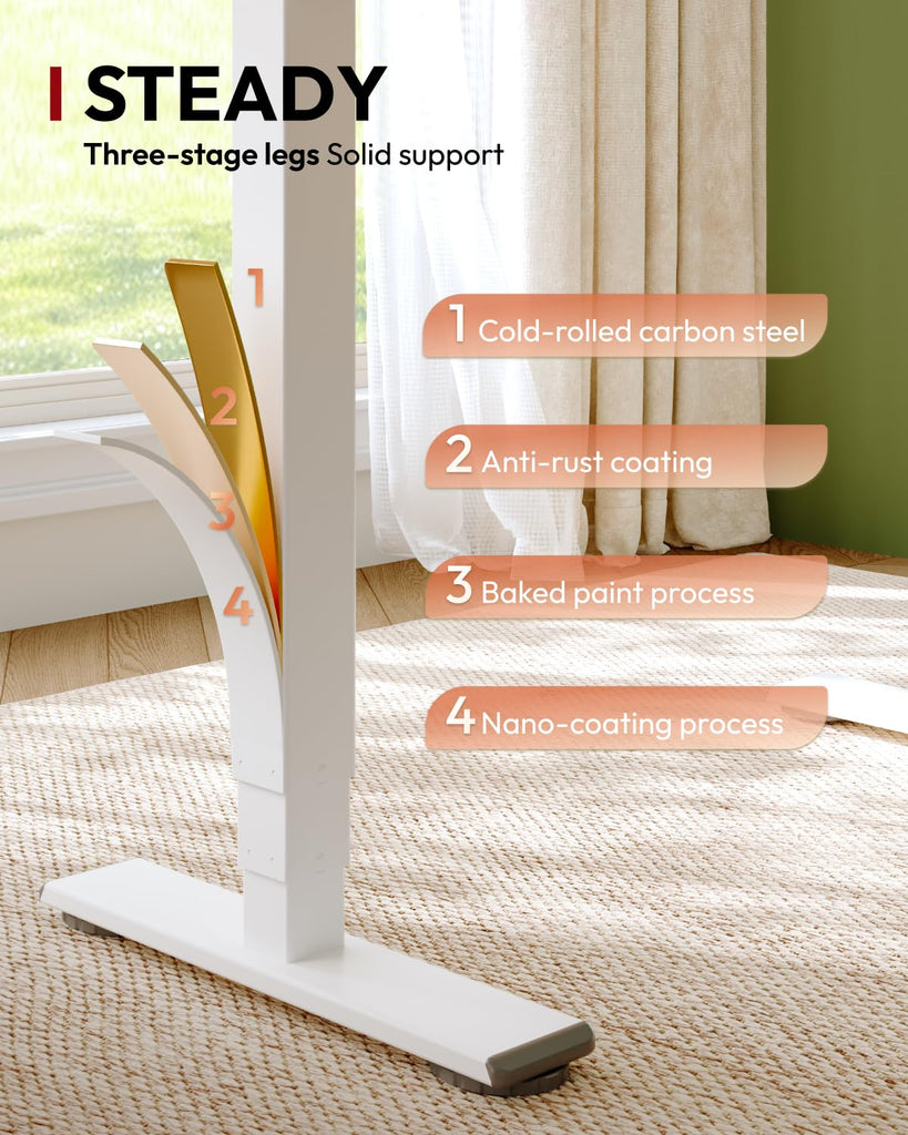 Solid Wood Dual Motor Standing Desk-63"x30"-Maple/White