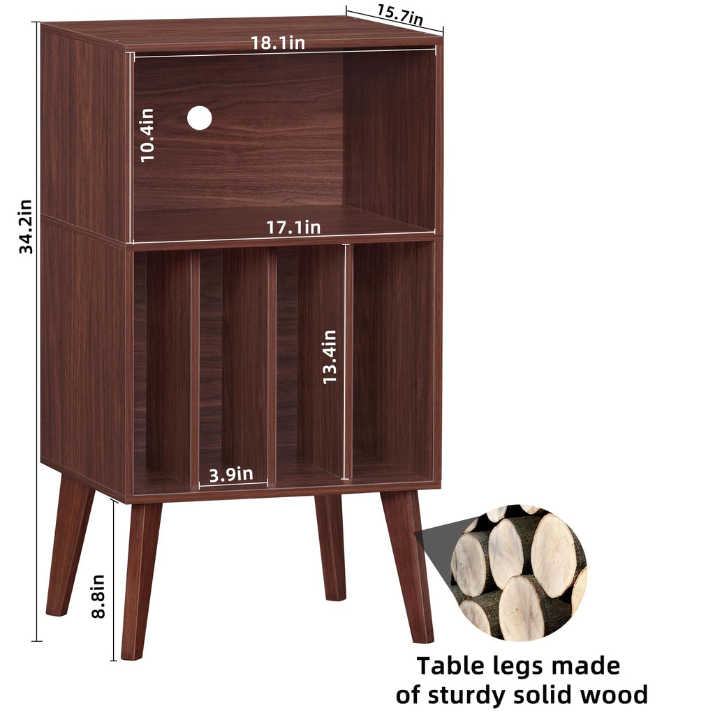 Record Player Stand, Walnut Turntable Stand Holds up to 160 Albums