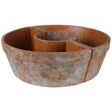 Tresco Rustic Half Round Terra Cotta and Cement Planter for Outdoor Sun Umbrella Poles - 4.5" Center Hole - No