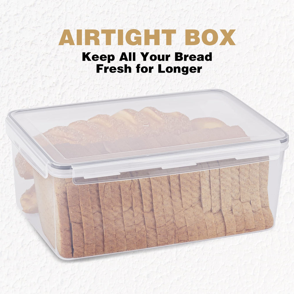 2 Pack Large Countertop, Airtight Bread Storage Container made Bread and Bakery Loaf, Plastic Bread Keeper, 11.6 Qt