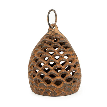 Cast Iron Lantern, Full Rust - Pinecone Hanging Candle Holder