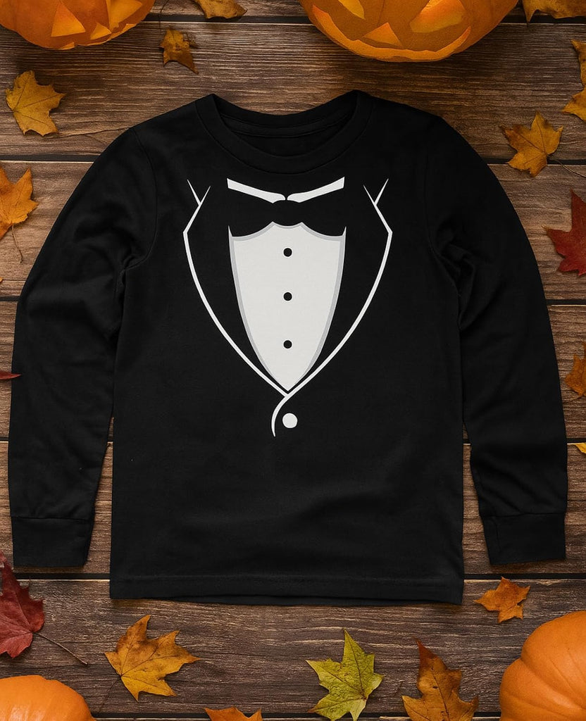 Toddler Tuxedo Long Sleeve Shirt Kids Bow Tie Wedding Party Suit