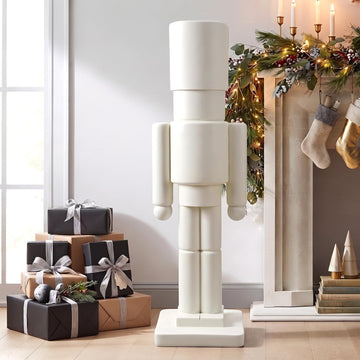 3 ft Tall Christmas Nutcracker Life Size White Resin Soldier Statue