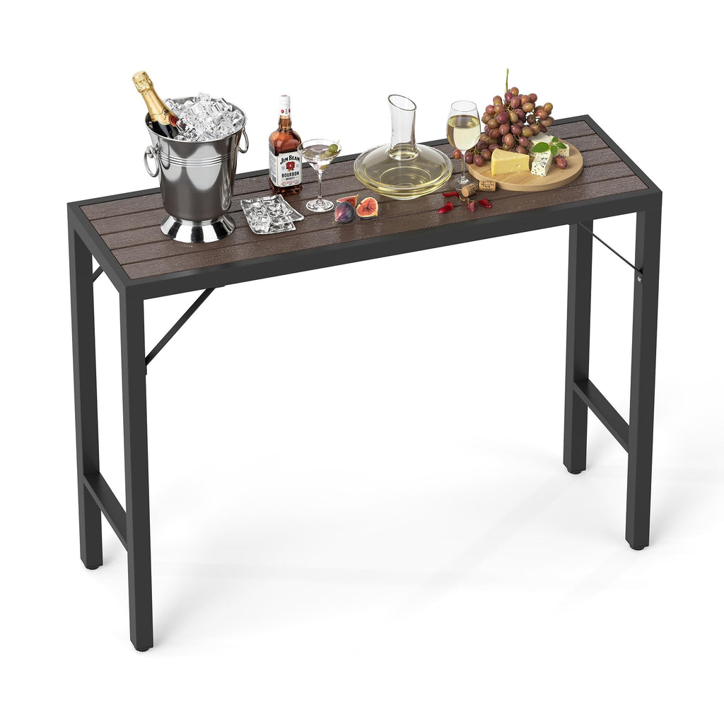 Outdoor Bar Table, 55" Patio Bar Height Table, Bar Counter Pub Dining Table with Waterproof Top for Balcony, Garden