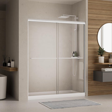 Shower Door, Royal Guard 44-48" W x 72" H Semi-Frameless Double Sliding Glass Shower Door with 1/4'' (6mm) Clear SGCC