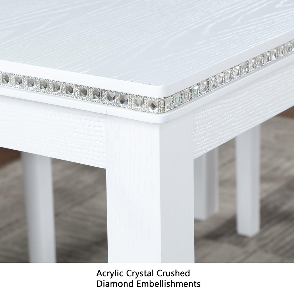 Square Dining Table for 4, Farmhouse Wood Counter Height Kitchen Table for Small Space, No Included Chairs, White