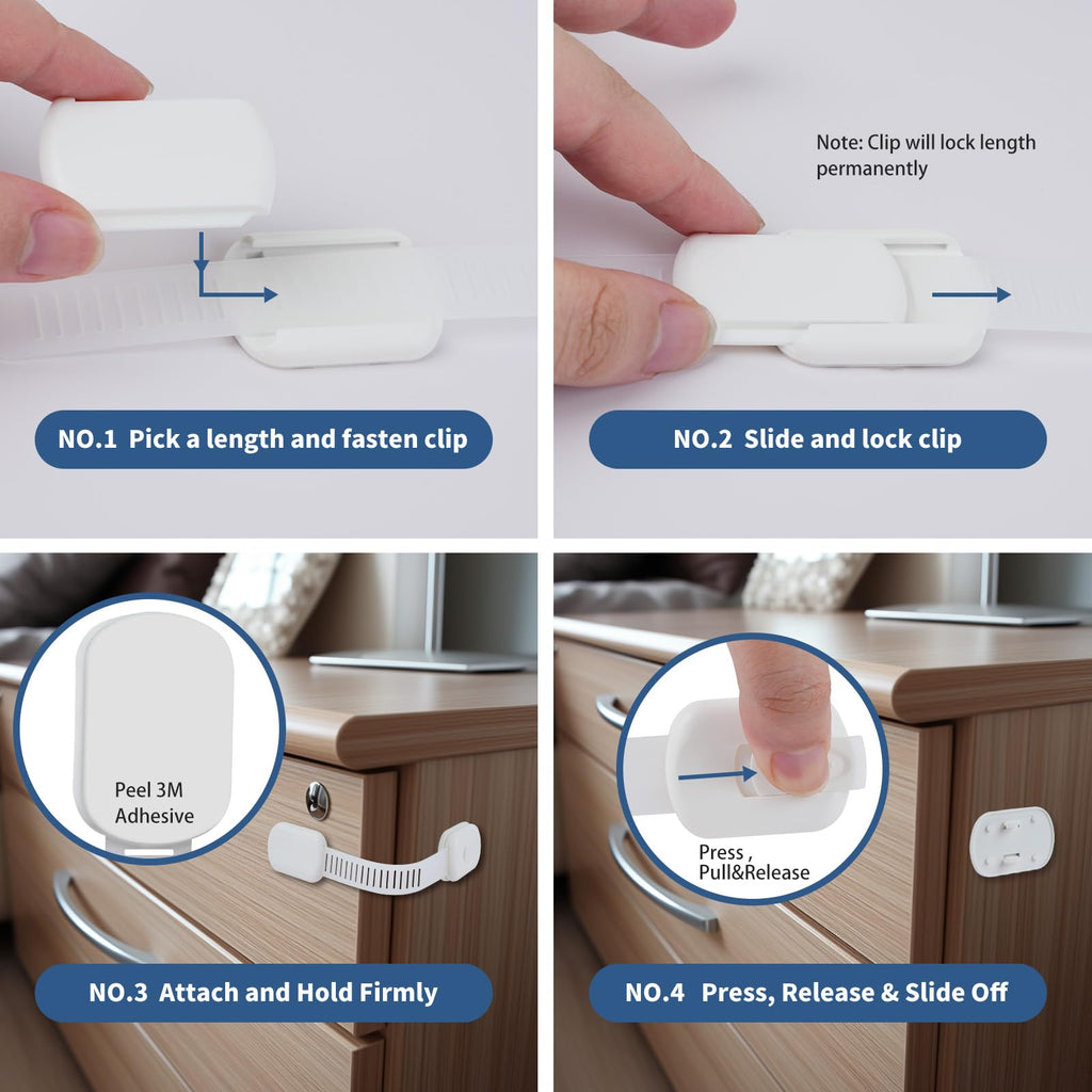 8-Pack Cabinet Locks Baby Proofing