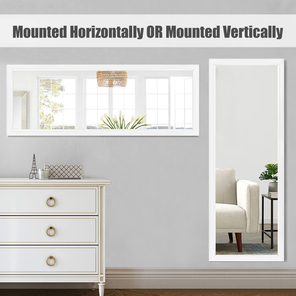 Over The Door Mirror Full Length with Hanging Brackets, or Leaning Against Wall Mounted On Wall, Door, 44''x16''