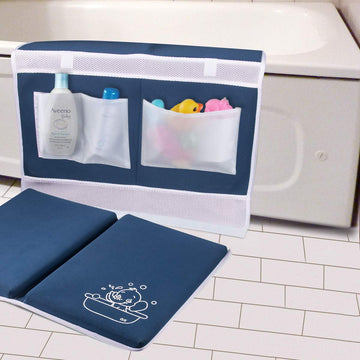 Bath Kneeler and Elbow Rest -1.5" Thick Kneeling Pad with Toy Organizer - Large Safty Kneeler Mat for Tub Bathing