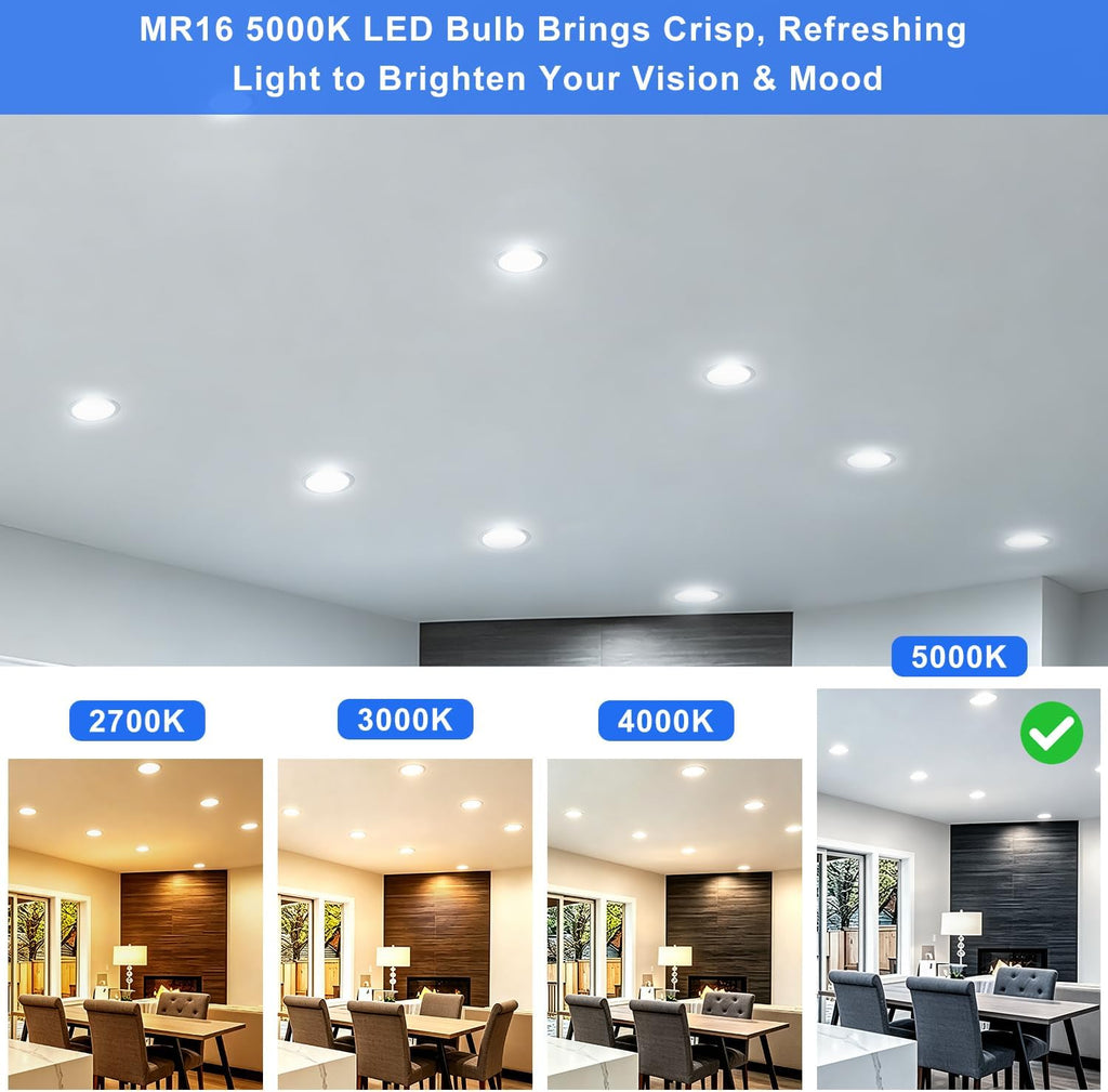 MR16 LED Bulb GU5.3 7W 12V 5000K Non-Dimmable for Landscape Light