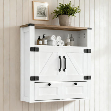 23.6" W Farmhouse Bathroom Wall Cabinet with Mirror, Wall Mount