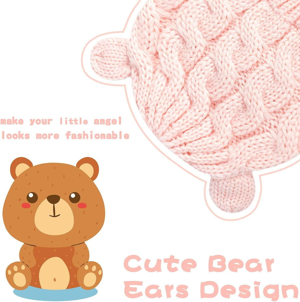 Unisex Baby Toddler Hat and Mitten Set Winter Knitted Thick Warm Beanie Cap Gloves for Infant Boys Girls