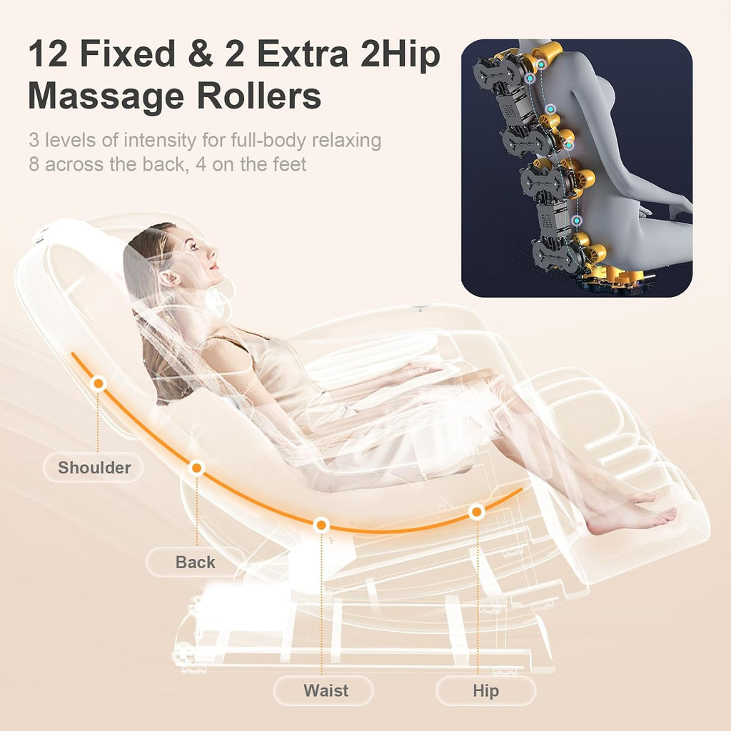 Massage Chair Full Body Zero Gravity Recliner, 2026 Premium Brown | 14 Shiatsu Rollers, 10 Airbags, 5 Auto Modes