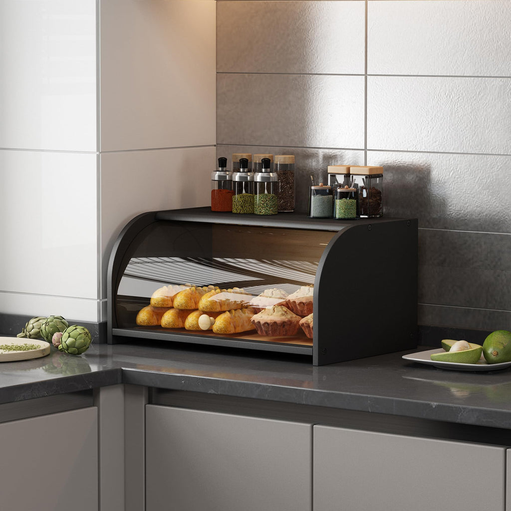 Bread Box - Roll Top Countertop with Clear Lid