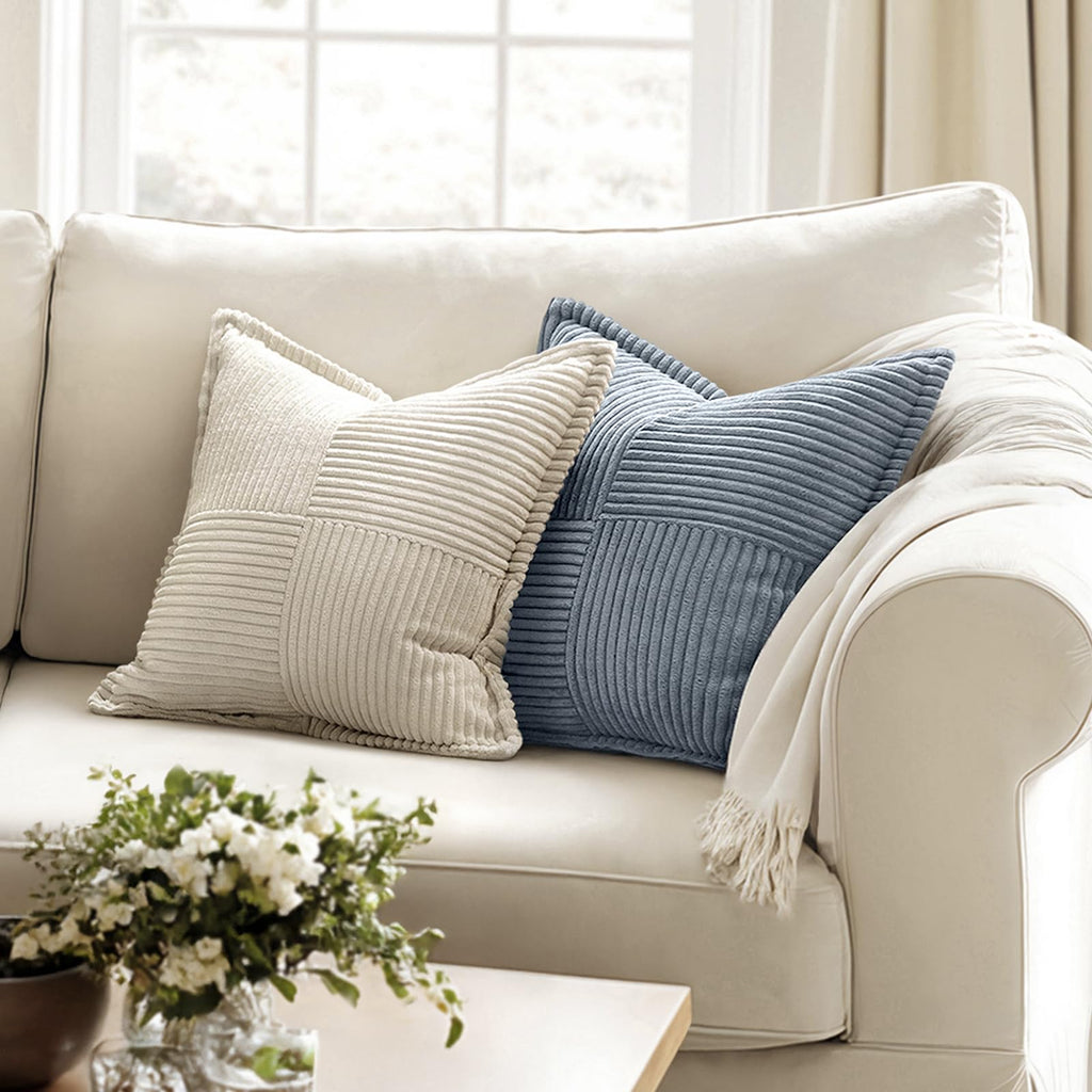 Decorative Throw Pillow Covers for Couch 18x18 Inch Dustyblue 2 Pack