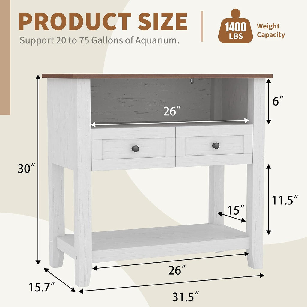 20-29 Gallon Aquarium Stand with Charging Station, 660LBS Heavy Duty Fish Tank Stand with Drawers & Open Storage