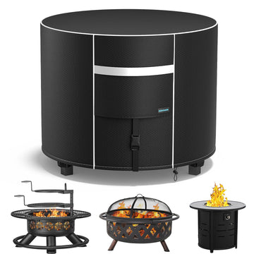 Fire Pit Cover Round Super Waterproof, 44" D X 24" H [600D Diamond Texture Fabric] Strong Tear Resistant, UPF 50+