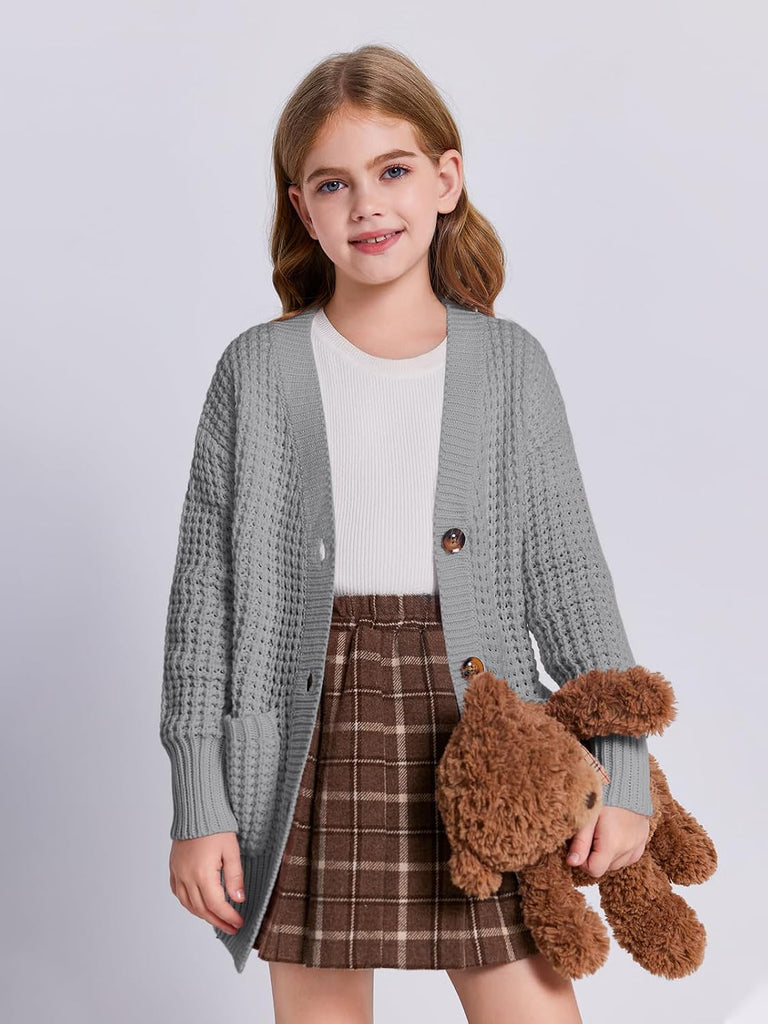 Sweater Kids Open Front Button Down Knit Sweaters