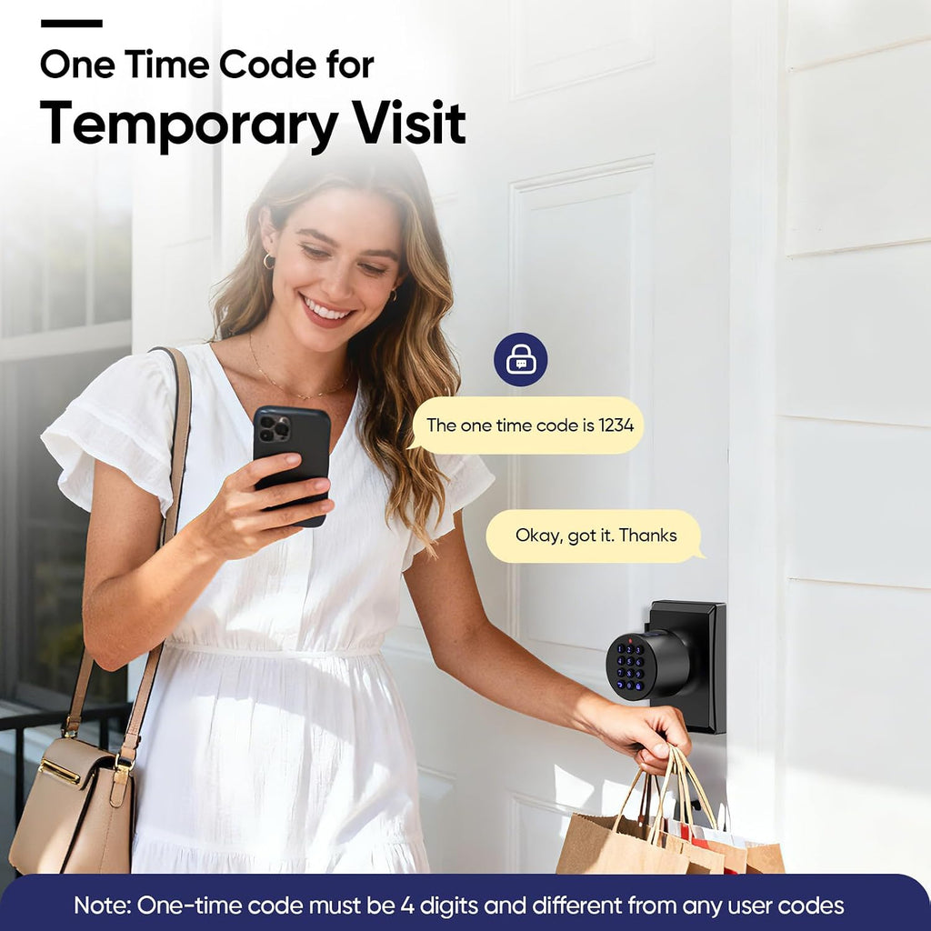 Fingerprint Smart Keyless Entry Door Lock Knob Biometric Keypad Digtal Lock
