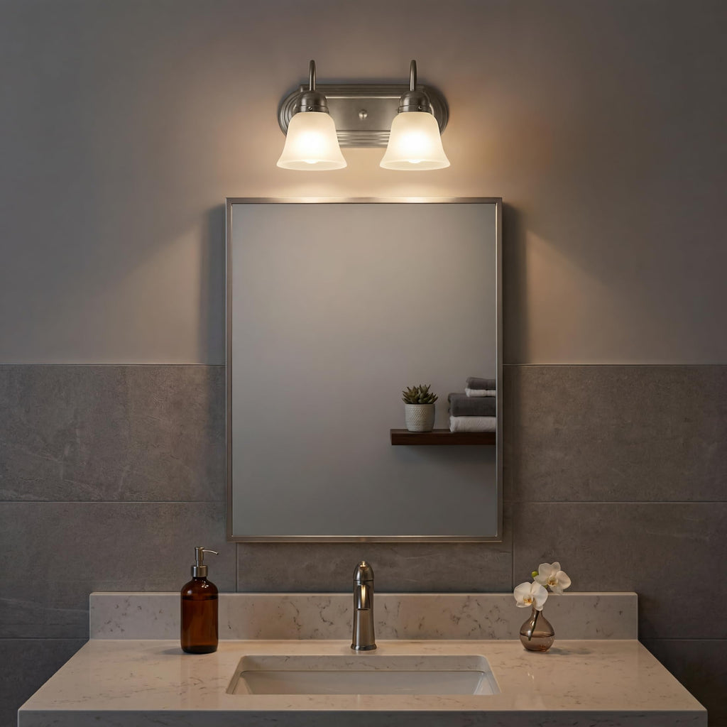 2-Light Bathroom Vanity Light, Brushed Nickel