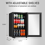Beverage Refrigerator, 2.3 Cu.Ft, Mini Fridge with Glass Door for Soda Beer, Fre