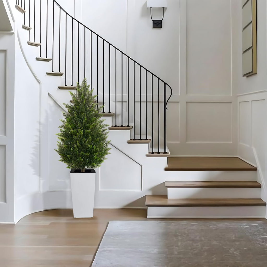 Cedar Trees for Outdoors, 4ft 2-Pack White Square Planter