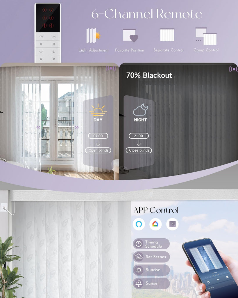 Motorized Sheer Vertical Blinds Compatible with Alexa Google Smart Sheer Curtain Drapery Privacy Light Filtering