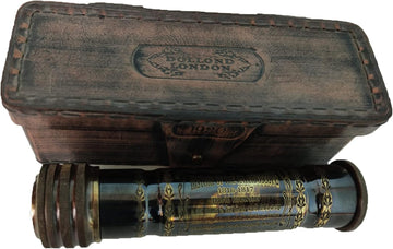 Vintage Kaleidoscope with Leather Box Antique Kaleidoscope Handmade Brass Kaleidoscope with Wooden Box - Vintage Look