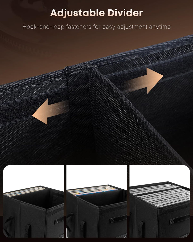 2 Pack Vinyl Record Storage Box with Lid & Handles