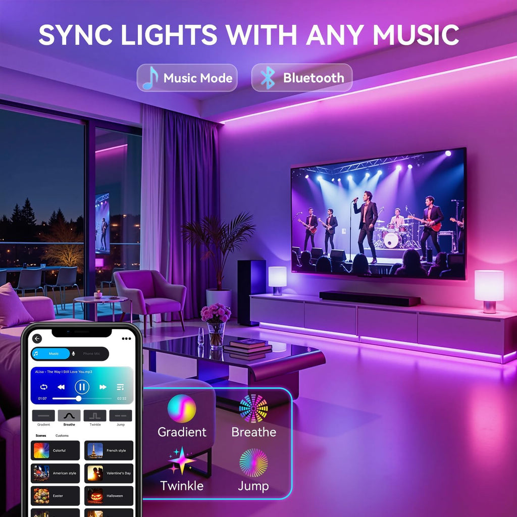 A19 Smart Light Bulbs with Remote, RGB+CCT Color LED Bulbs, 2-Pack
