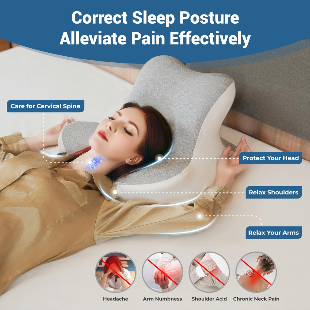 Reading Pillow for Bed, Lying, Leaning and Prone, Ergonomic Memory Foam Bed Wedge Pillow for Headboard, Chin & Back