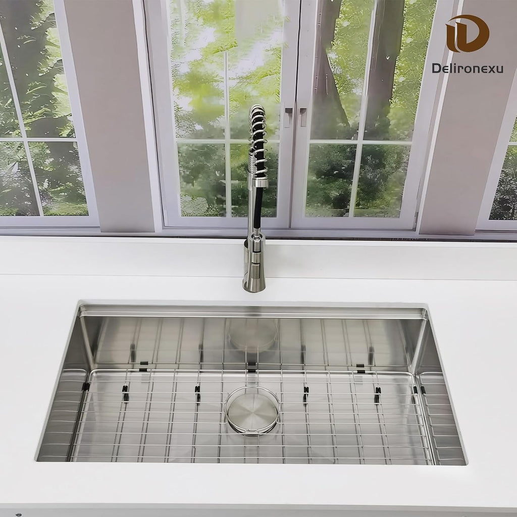 33x19 Undermount Kitchen Sink, 33 Inch Kitchen Sink Workstation, 16 Gauge 304 Stainless Steel Undermount Kitchen Sink