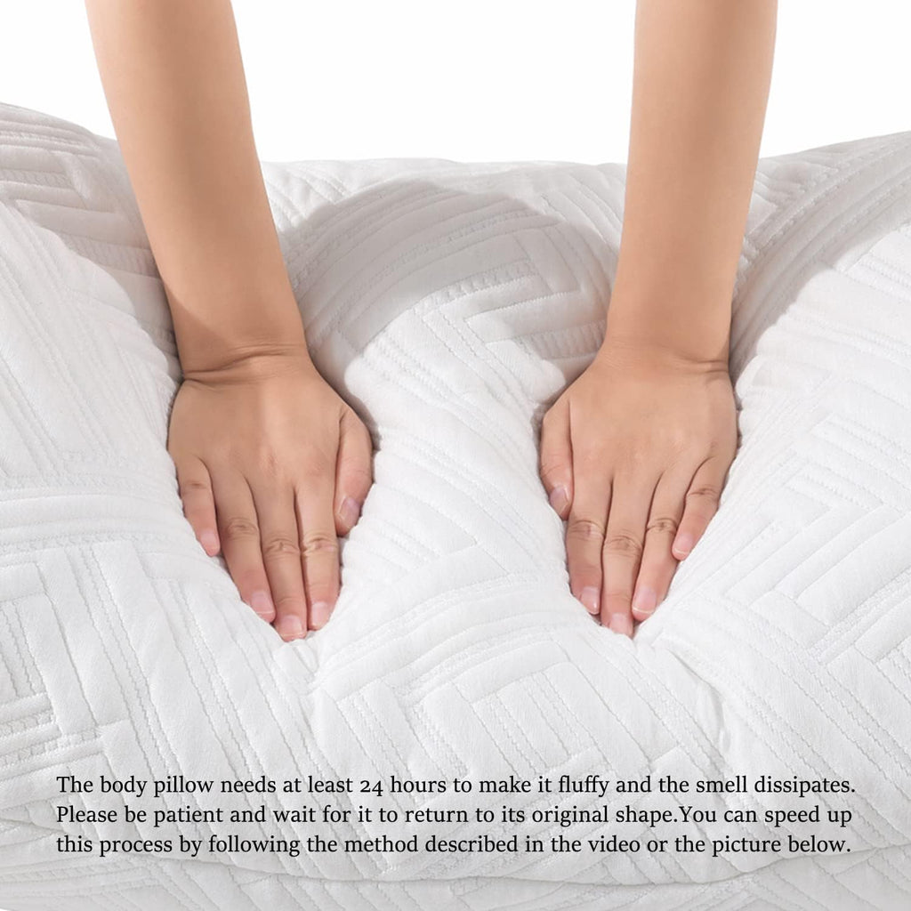 Memory Foam Body Pillows for Adults - Full Body Pillow for Side and Back Sleepers, 20 x 54, White