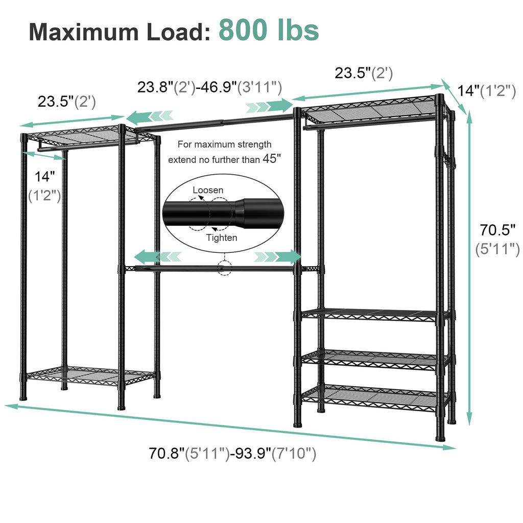 E06 Expandable Heavy Duty Clothes Rack for Reach-in Closet