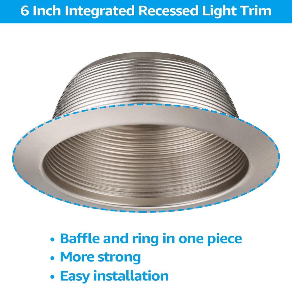 6 Inch Integrated Can Light Trim, Satin Nickel