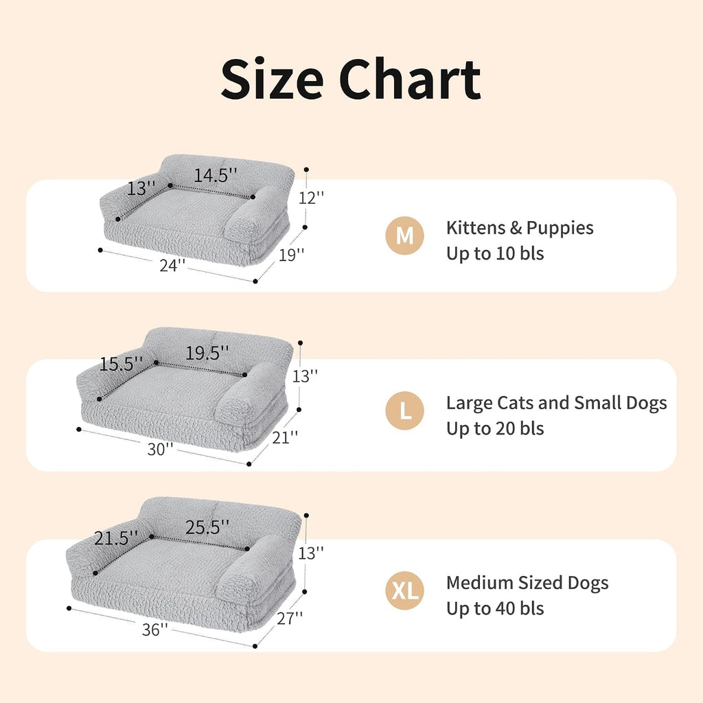 Pink Cat Couch Sofa Bed - Fluffy Orthopedic Pet Lounge for Indoor Cats, Removable Washable Cover, Supportive Kitten
