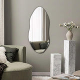 Irregular Wall Mirror,32"x14" Slim Vertical Wavy Design,Frameless Decorative Mirror ,Modern Boho Wall-Mounted