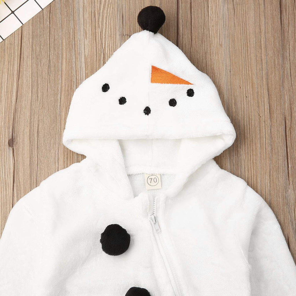 Baby Boy Girls Christmas Romper Velvet Hooded Snowman Jumpsuit Toddler Pajama Xmas Clothes (Snowman, )