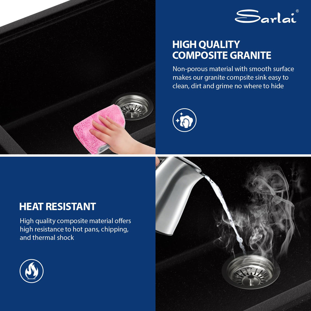 33 Granite Composite Kitchen Sink - 33 x 19 Inch Granite Undermount Kitchen Sink Ledge Workstation Under-Mount White