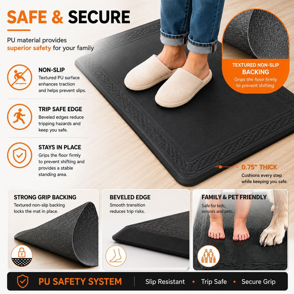 24 x 60 Inch Extra Support Anti Fatigue Comfort Kitchen Mat, Waterproof Long Kitchen Runner, Non-Slip Standing Desk