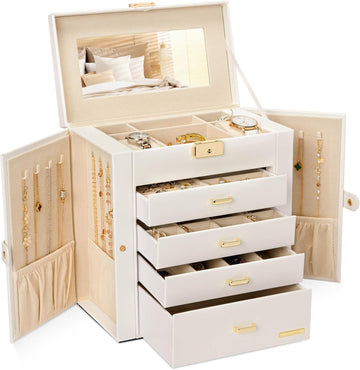 Large Jewelry Box for Women: 5-Layer Organizer with Lock for Dresser