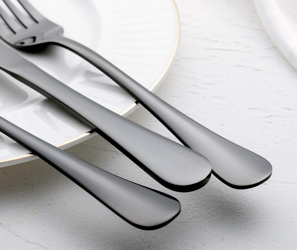 40-Piece Black Silverware Set, Modern Stainless Steel Flatware Cutlery Eating Utensils Tableware Sets for 8, Includes