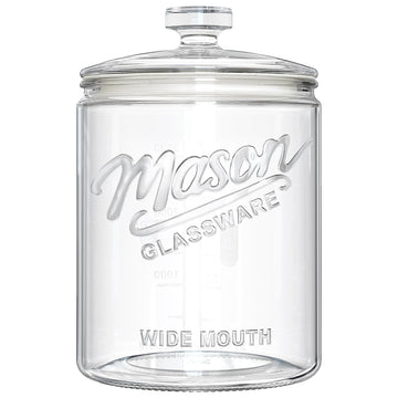 1 Gallon Glass Cookie Jar with Airtight Lid, Wide Mouth Mason Jar