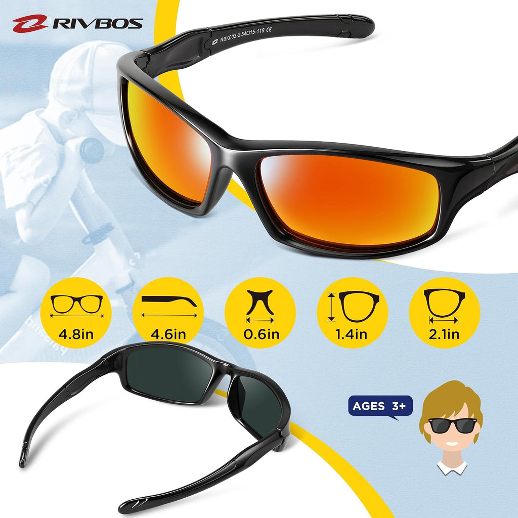 Kids Sunglasses Polarized UV400 TPE with Strap for Boys Girls RBK037