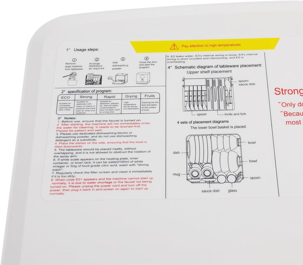 Portable Countertop Dishwasher, 800W Dishwasher, Household Mini Dishwasher, Four Cleaning Modes