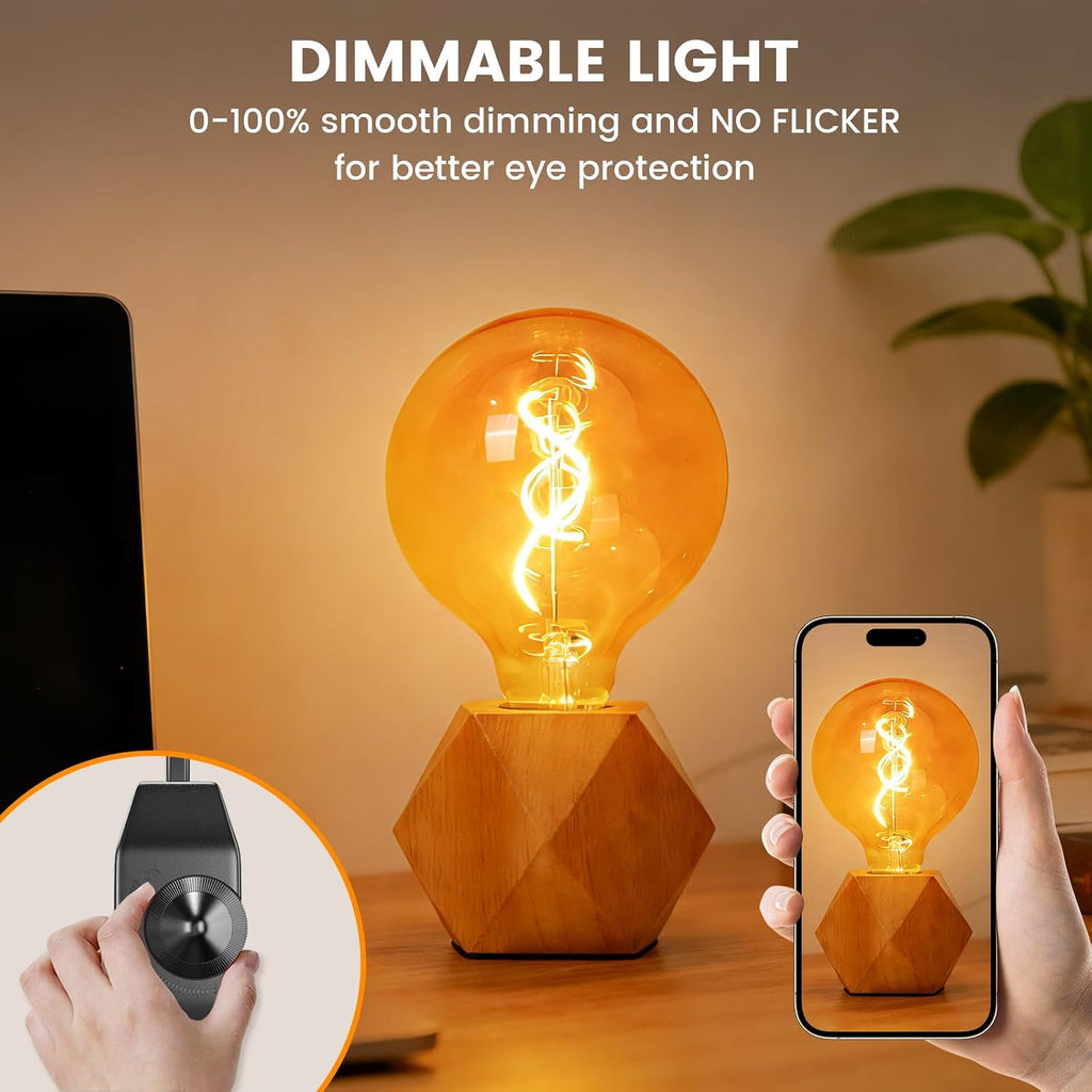 4W G125 LED Large Globe Light Bulbs Dimmable, Oversized Amber Glass E26 Edison Round Light Bulb 2000K Warm White