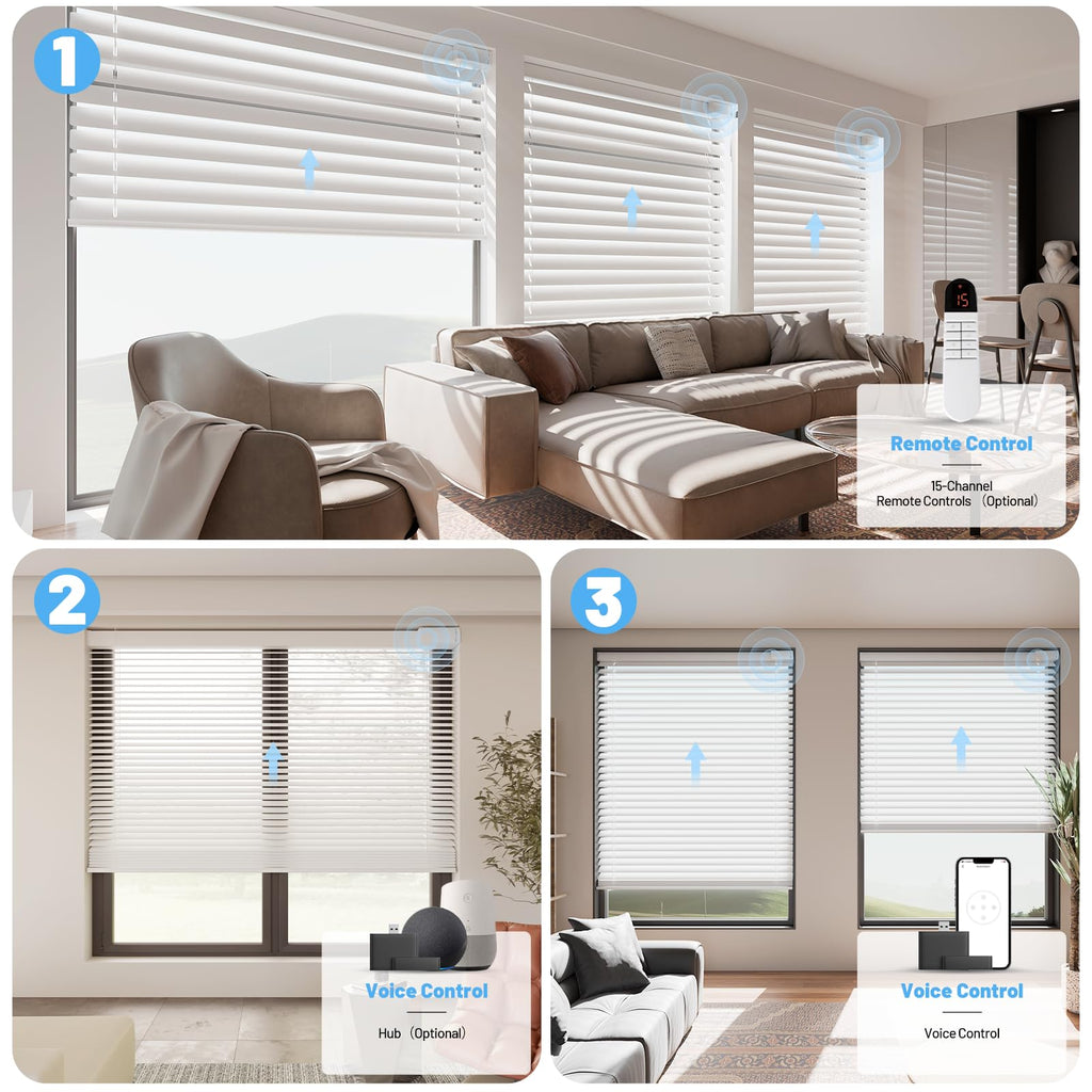 Motorized Blinds with Remote, Horizontal Blinds, White, "
