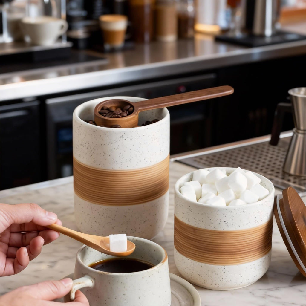 Ceramic Jar with Lid, Coffee Canister Countertop