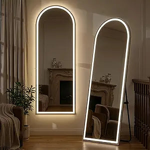 71" x 26" Arched Full Length Mirror with Led Lights, Floor Mirror with Stand, Wall Mirrors Full Length, Body Floor
